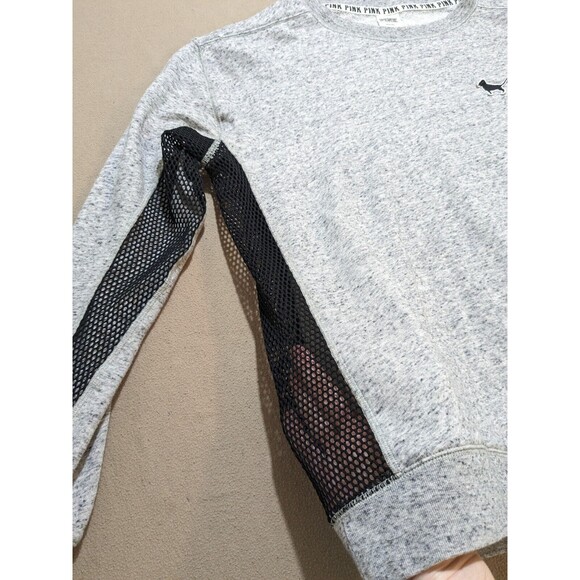 PINK Victoria Secret Pullover Crew Neck With Mesh Sleeves And Sides Size Medium - Picture 3 of 12